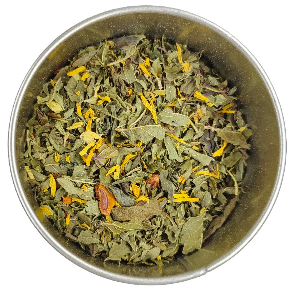 Tisane Coup de fouet Bio : menthe poivrée, thym citron, basilic, badiane, tournesol