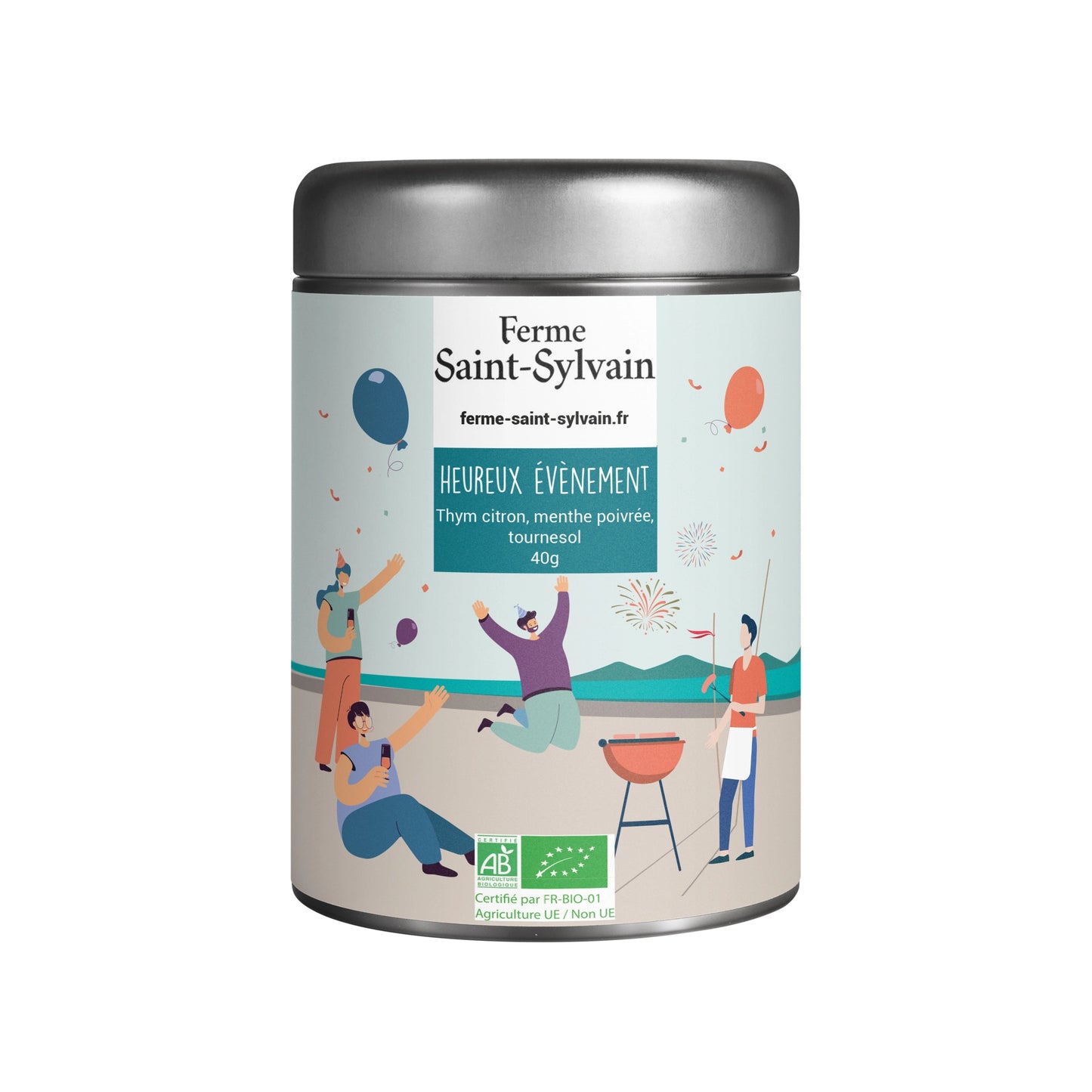 Tisane Heureux événement Bio : thym citron, menthe poivrée