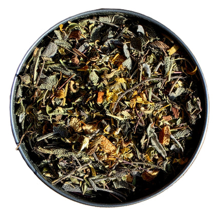 Tisane Merry Christmas Bio : thym citron, sauge officinale, orange déshydratée, cannelle