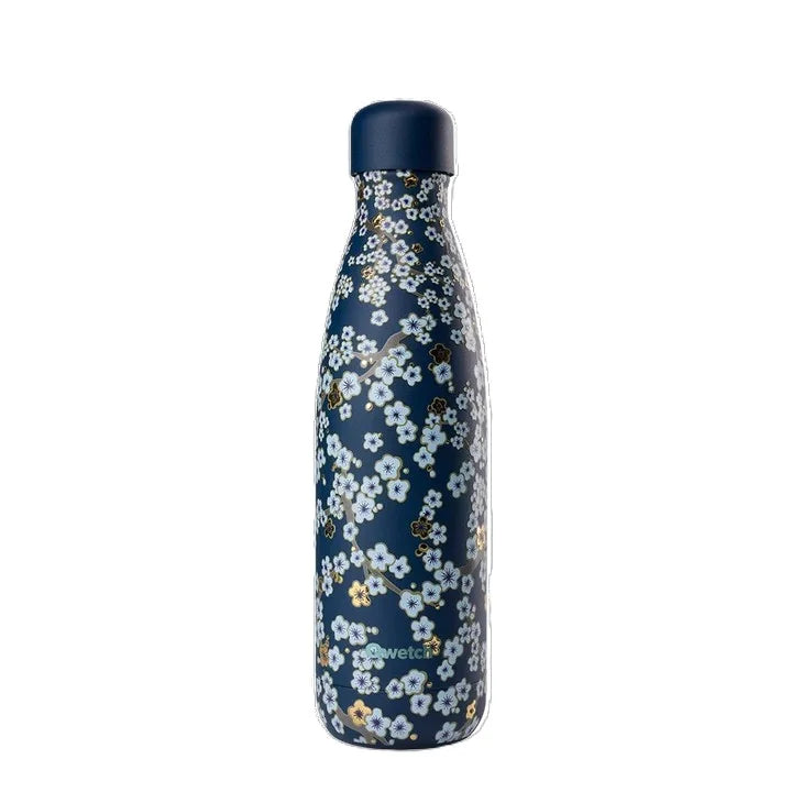 Bouteille isotherme Qwetch Originals Flowers Bleu Nuit – 500 ml