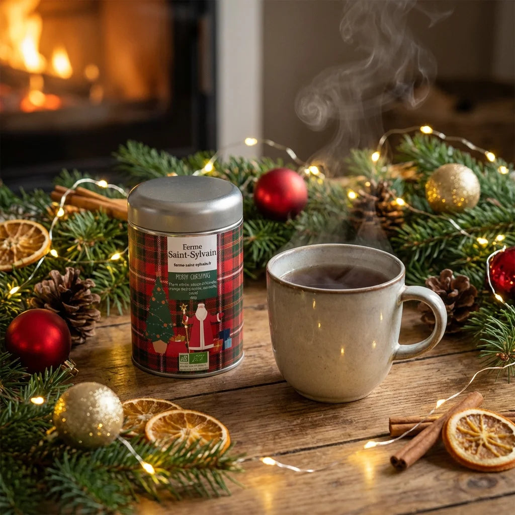 Tisane Merry Christmas Bio : thym citron, sauge officinale, orange déshydratée, cannelle