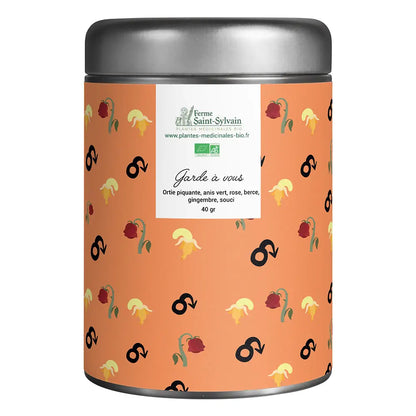 Tisane Garde à vous Bio : ortie piquante, anis vert, rose, berce, gingembre, souci
